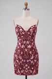 Abito di cocktail con paillettes bodycon Pink Sweetheart con pizzo sulla schiena