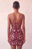 Abito di cocktail con paillettes bodycon Pink Sweetheart con pizzo sulla schiena