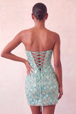 Abito di cocktail con paillettes bodycon Pink Sweetheart con pizzo sulla schiena