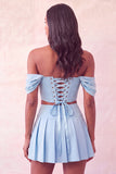 Corsetto rosa chiaro con spalle scoperte abito di cocktail a due pezzi con perline