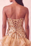 Abito corto di cocktail con paillettes blu bodycon con volant