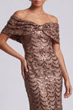 Abito midi midi di Madre della Sposa con paillettes scintillante navy