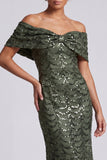 Abito midi midi di Madre della Sposa con paillettes scintillante navy