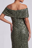 Abito midi midi di Madre della Sposa con paillettes scintillante navy