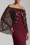 Abito midi della madre della sposa con un vestito di sirena bordeaux spalla