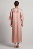 Abito midi Madre della Sposa Blu Sheath Neck Round Tree con paillettes