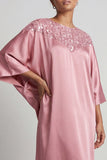 Abito midi Madre della Sposa Blu Sheath Neck Round Tree con paillettes