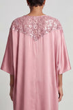 Abito midi Madre della Sposa Blu Sheath Neck Round Tree con paillettes