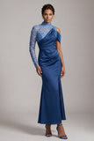 Abito midi midi scollo alto con scollo alto e sposa Abito della Madre della Sposa con fessura