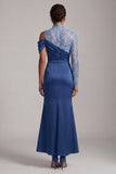Abito midi midi scollo alto con scollo alto e sposa Abito della Madre della Sposa con fessura