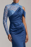 Abito midi midi scollo alto con scollo alto e sposa Abito della Madre della Sposa con fessura