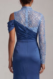 Abito midi midi scollo alto con scollo alto e sposa Abito della Madre della Sposa con fessura