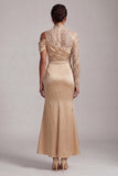 Abito midi midi scollo alto con scollo alto e sposa Abito della Madre della Sposa con fessura