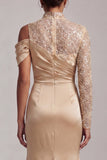 Abito midi midi scollo alto con scollo alto e sposa Abito della Madre della Sposa con fessura
