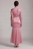 Abito midi midi scollo alto con scollo alto e sposa Abito della Madre della Sposa con fessura