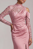 Abito midi midi scollo alto con scollo alto e sposa Abito della Madre della Sposa con fessura