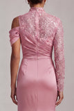 Abito midi midi scollo alto con scollo alto e sposa Abito della Madre della Sposa con fessura