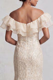 Vestito lungo della madre della sposa con spalle a spalle sirena azzurro chiaro con paillettes