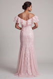 Vestito lungo della madre della sposa con spalle a spalle sirena azzurro chiaro con paillettes