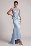Abito Madre della Sposa Abito Lungo, Abito Madre della Sposa Azurro Cielo con Paillettes, Paillette Blu Cielo
