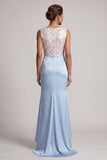Abito Madre della Sposa Abito Lungo, Abito Madre della Sposa Azurro Cielo con Paillettes, Paillette Blu Cielo