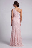 Paillettes rosa a una spalla con paillettes rosa tagliate lungo dal vestito madre della sposa