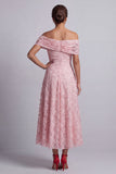 Vestito midi Mother Of the Bride con paillettes rosse a spalla, A-line