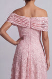 Vestito midi Mother Of the Bride con paillettes rosse a spalla, A-line
