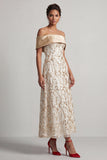 Abito midi Mother Of the Bride con A-Line Red Off the Shoulder