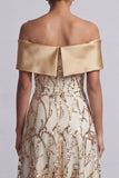 Abito midi Mother Of the Bride con A-Line Red Off the Shoulder