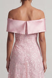 Abito midi Mother Of the Bride con A-Line Red Off the Shoulder