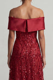 Abito midi Mother Of the Bride con A-Line Red Off the Shoulder