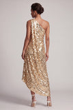 Abito midi midi asimmetrico argento argento con paillettes