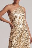 Abito midi midi asimmetrico argento argento con paillettes