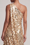 Abito midi midi asimmetrico argento argento con paillettes