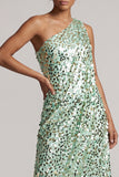 Abito midi midi asimmetrico argento argento con paillettes