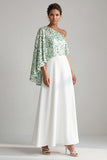 Abito midi Champagne A-Line a una spalla con paillettes