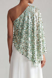 Abito midi Champagne A-Line a una spalla con paillettes