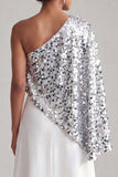 Abito midi Champagne A-Line a una spalla con paillettes