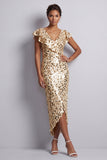 Abito Midi Mother Of the Bride con scollo a V d'argento a V in argento sirena