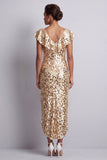 Abito Midi Mother Of the Bride con scollo a V d'argento a V in argento sirena
