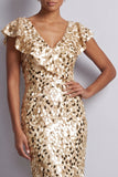 Abito Midi Mother Of the Bride con scollo a V d'argento a V in argento sirena