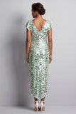 Abito Midi Mother Of the Bride con scollo a V d'argento a V in argento sirena