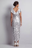 Abito Midi Mother Of the Bride con scollo a V d'argento a V in argento sirena