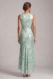 Abito midi midi della madre della sposa con schermo verde brillante e asimmetrico