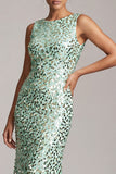 Abito midi midi della madre della sposa con schermo verde brillante e asimmetrico