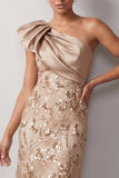 Abito Midi di Madre della Sposa di una sola spalla con paillettes asimmetriche