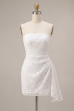 Abito bianco Bodycon Floreale senza spalline con fascia