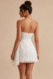 Abito bianco Bodycon Floreale senza spalline con fascia