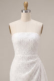 Abito bianco Bodycon Floreale senza spalline con fascia